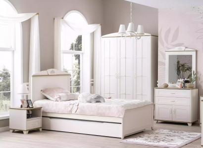 Functional bed extendable children's bed white set 5-piece wooden bed